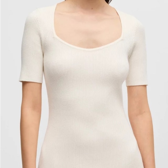 NWT boss Hugo boss rib knit slim fit dress contour fall short sleeve M - Picture 3 of 6